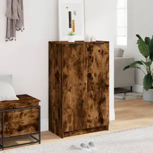 Shoe Cabinet Smoked Oak 59x35x100 cm Engineered Wood