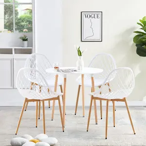 Emila 4 - Person Dining Set White/Brown / White