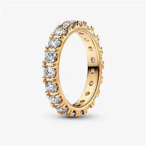 Pandora Sparkling Row Eternity Ring - 14K Gold Plating / Cubic Zirconia - Sz. 48