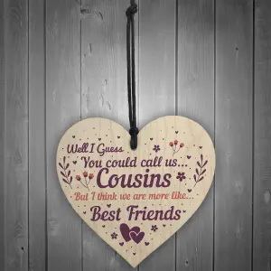 Red Ocean Cousin Gifts Christmas Handmade Wooden Heart Plaque Gifts For Women Boys Girls Friendship Thank You Gifts