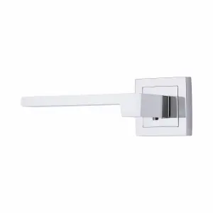 1 Pair Zeta Design Door Handles Square Rose Polished Chrome Finish