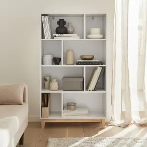 sweeek. 4-shelf scandi-style bookcase Floki White 80x30x138 cm