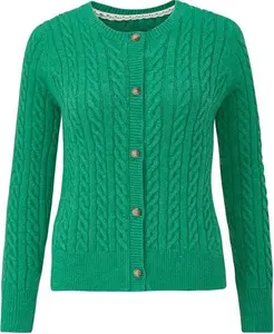 Cotton Traders Women's Cutest Cable Cardigan In Green - Size 14