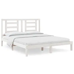 Berkfield Bed Frame White Solid Wood Pine 160x200 cm