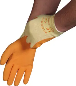 Shield Decorator Heavy Duty Gloves, Orange/Cream Colour, Latex Coating, Knitted Back, 100% Natural Cotton Liner, Light & Flexible