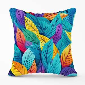 Bright Colourful Leaves Outdoor Cushion 45cm x 45cm