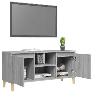 Berkfield TV Cabinet with Solid Wood Legs Grey Sonoma 103.5x35x50 cm