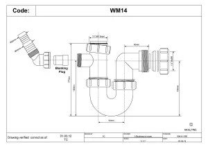 McAlpine WM14 75mm Water Seal Tubular Swivel 'P' Trap with 1.5" Multifit Outlet and 135 swivel inlet