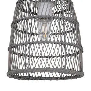 First Choice Lighting Bamboo Grey Bamboo Easy Fit Pendant Shade