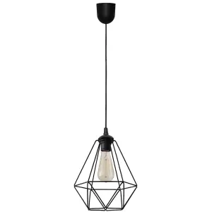 Luminosa Karo Wire Frame Pendant Ceiling Light Black 24cm