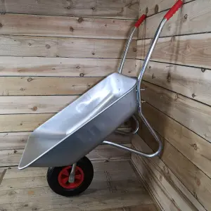 65 Litre 60kg Capacity Galvanised Samuel Alexander Metal Garden Wheelbarrow with Pneumatic Tyre