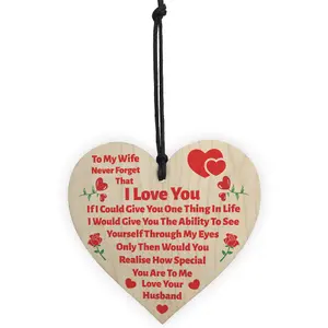 Red Ocean Gift For Wife Gifts Love Gifts For Wife From Husband Wood Heart Birthday Gift For Wife