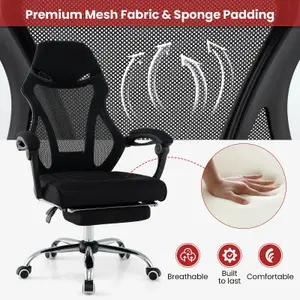 COSTWAY Ergonomic Swivel Mesh Office Chair with Footrest