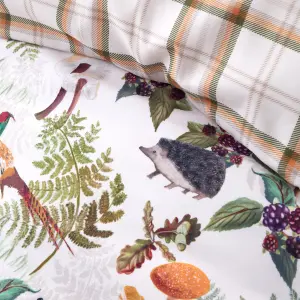 Catherine Lansfield Soft Velvet Woodland Walk Reversible King Duvet Cover Set with Pillowcases Natural