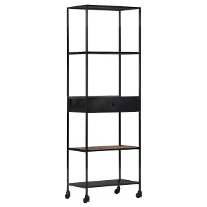 Berkfield Book Cabinet 60x35x180 cm Rough Mango Wood & Iron