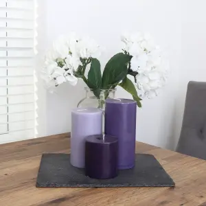 Pillar Candle Set of 3 Purple Candles by Laeto Ageless Aromatherapy - FREE DELIVERY INCLUDED