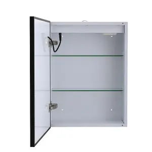 1-Door LED Illuminated Anti Fog Mirrored Bathroom Cabinet with Touch Sensor Shaver Socket W 450mm x H 600mm