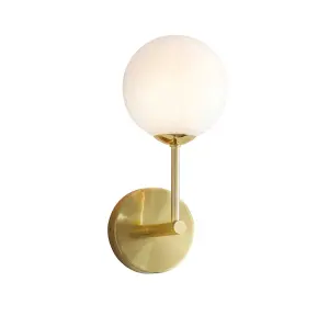 Wall Light Satin Brass Plate & Opal Glass 3W LED G9 Dimmable Living Room