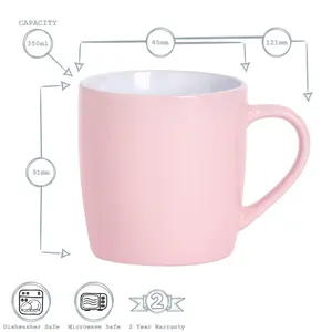 Argon Tableware - Coloured Coffee Mugs - 350ml - Pack of 6 - Pink