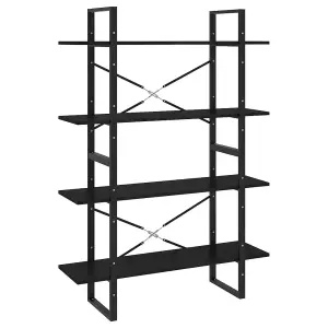 Berkfield 4-Tier Book Cabinet Black 100x30x140 cm Solid Pine Wood