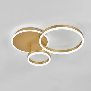 3 Lamp Classic Golden Loops Energy Efficient LED Ceiling Light Fixture Cool White 65cm