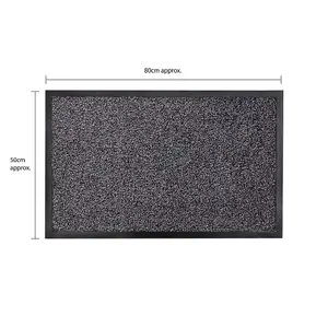 JVL Admiral Barrier Doormat, Microfibre, 50x80cm, Charcoal, Set of 2