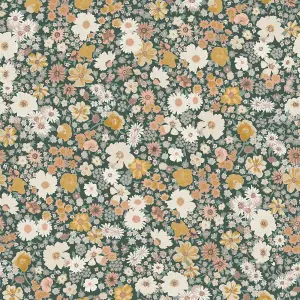 GoodHome Amity Green & Multicolour Floral Embossed Wallpaper