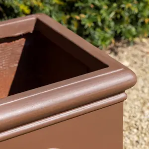 Primose Matte Fibrecotta Debossed Cube Planter In Toffee Brown 32cm