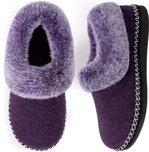 Everfoams Women's Bootie Slippers Warm Soft Comfy Memory Foam Non-Slip Indoor House Shoes With Fluffy Collar