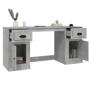 Berkfield Desk with Cabinet Concrete Grey Engineered Wood