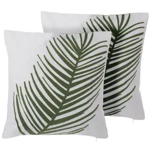 Set of 2 Cushions AZAMI Cotton 45 x 45 cm Plant Dark Green