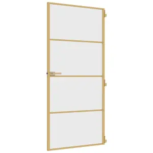 Berkfield Interior Door Slim Golden 93x201.5 cm Tempered Glass and Aluminium