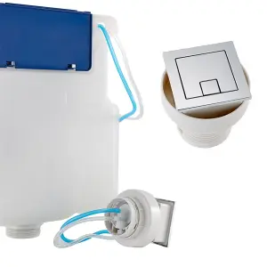 Square Toilet Cistern Push Button Dual Air Pneumatic Flush Chrome Bathroom