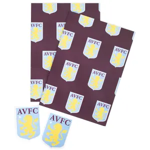 Aston Villa FC Text Gift Wrap Claret/Blue (One Size)