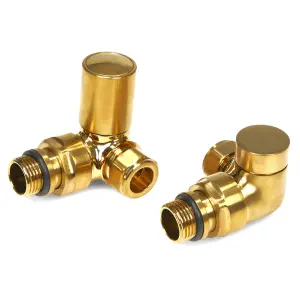 Brushed Brass Corner Manual Radiator Valve Pair