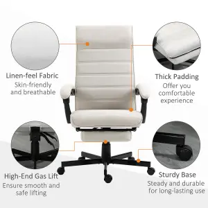 Vinsetto High-Back Home Office Chair with Adjustable Height and Footrest, White