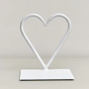 Melody Maison White Love Heart Shaped Candle Holder Stand - 15.5cm