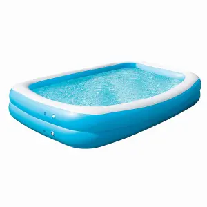 Large Paddling Pool Inflatable - 2.6m Jumbo Family Pool, Blue