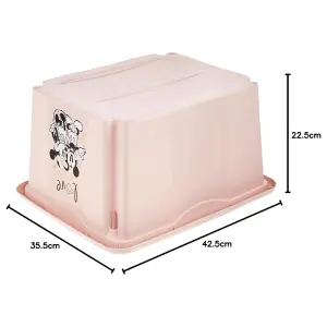 Keeeper Set of 2 Minnie Mouse Turn Around Stackable Box 24 Litre with Lid - Nordic Pink