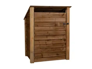 Wooden tool store (roof sloping back), garden storage with shelf W-99cm, H-126, D-88cm - brown finish