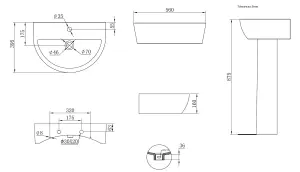 SunDaze Bathroom Cloakroom Full Pedestal 550mm Basin Compact Single Tap Hole Sink