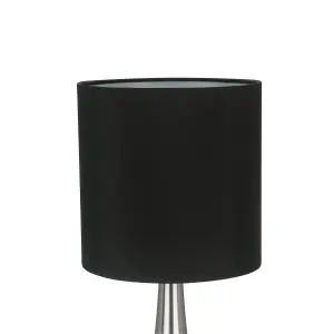 GoodHome Painswick Cylinder Satin Black Nickel effect Table lamp