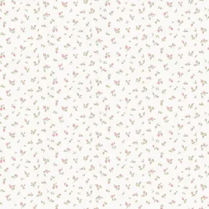 Galerie Cottage Chic Pink Tiny Floral and Leaf Motif EcoDeco Material Wallpaper Roll