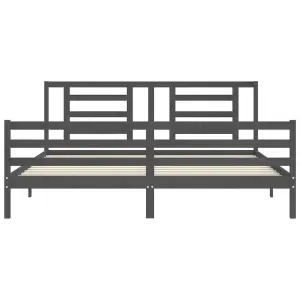 Berkfield Bed Frame with Headboard Grey 200x200 cm Solid Wood