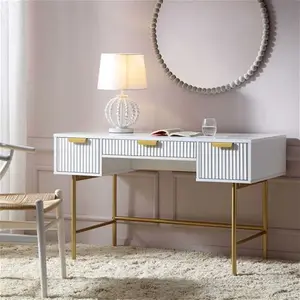 Richmond Ridged Dressing Table, Matte White - Makeup Table - Dressing Table - Mirrored Dressing Table - Daals - Dressing Tables