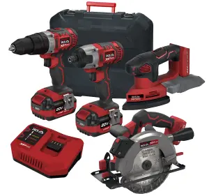 Lumberjack Cordless 20V Combi Drill Impact Driver Drill Detail Sander & Circular Saw with 4A Batteries & Fast Charger