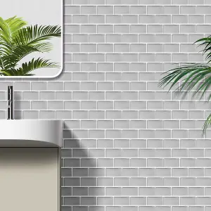 Peel and Stick Self-Adhesive Wall Tile Stickers for Kitchen and Bathroom Backsplash (10 PCS , 12x12 Inches, T 1.2mm Grey)