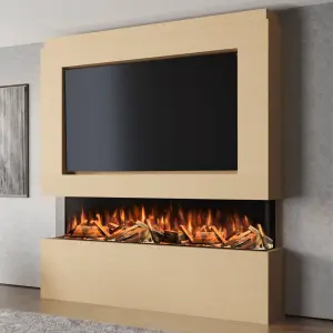 Pre-Built Media Wall Package 12 Including The 1800 Advance Series 3 Sided Electric Fire.