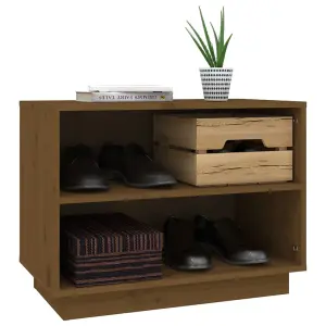 Berkfield Shoe Cabinet Honey Brown 60x34x45 cm Solid Wood Pine