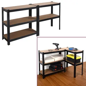 House of Home Garage Shelving Unit Heavy Duty 5 Shelf Steel & MDF Black Heavy Duty  (H) 1500mm x (W) 700mm